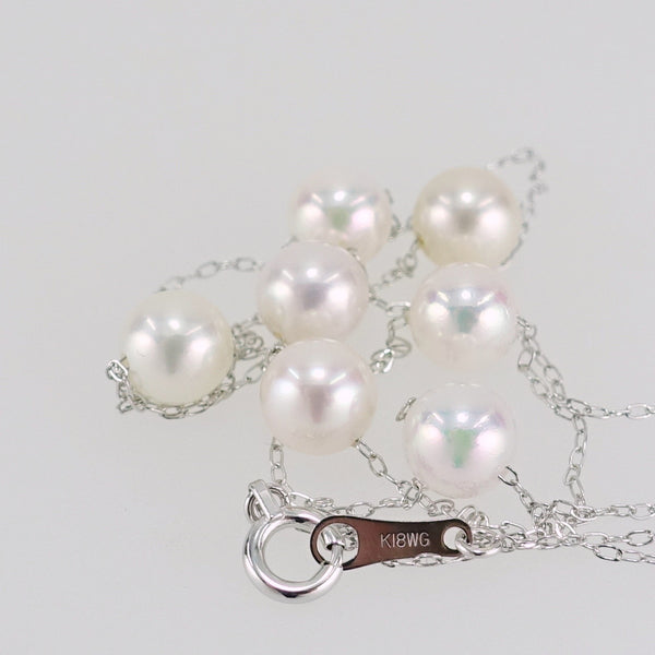 K18WG アコヤ真珠 ステーション ネックレス 5.0-5.5mm