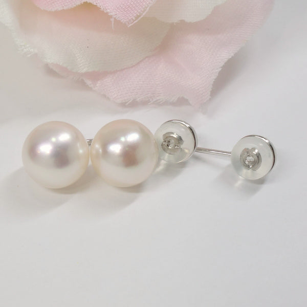 K18WG アコヤ真珠ピアス キャッチ 8.0~8.5mm
