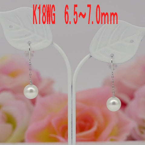 K18WG アコヤ真珠ピアス6.5-7.0mm