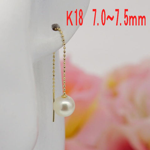 K18 アコヤ真珠 アメリカンピアス 7.0~7.5ｍｍ