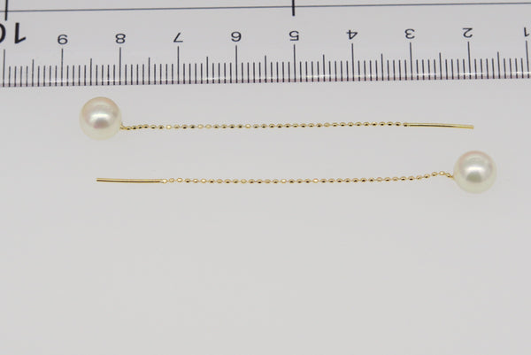 K18 アコヤ真珠 アメリカンピアス 7.0~7.5ｍｍ