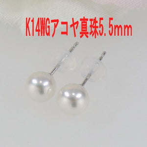 Ｋ14WG　アコヤ真珠　ピアス　5.5ｍｍ
