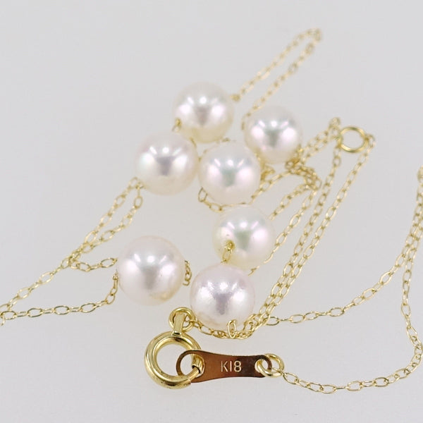 K18 アコヤ真珠 ステーション ネックレス 5.0-5.5mm